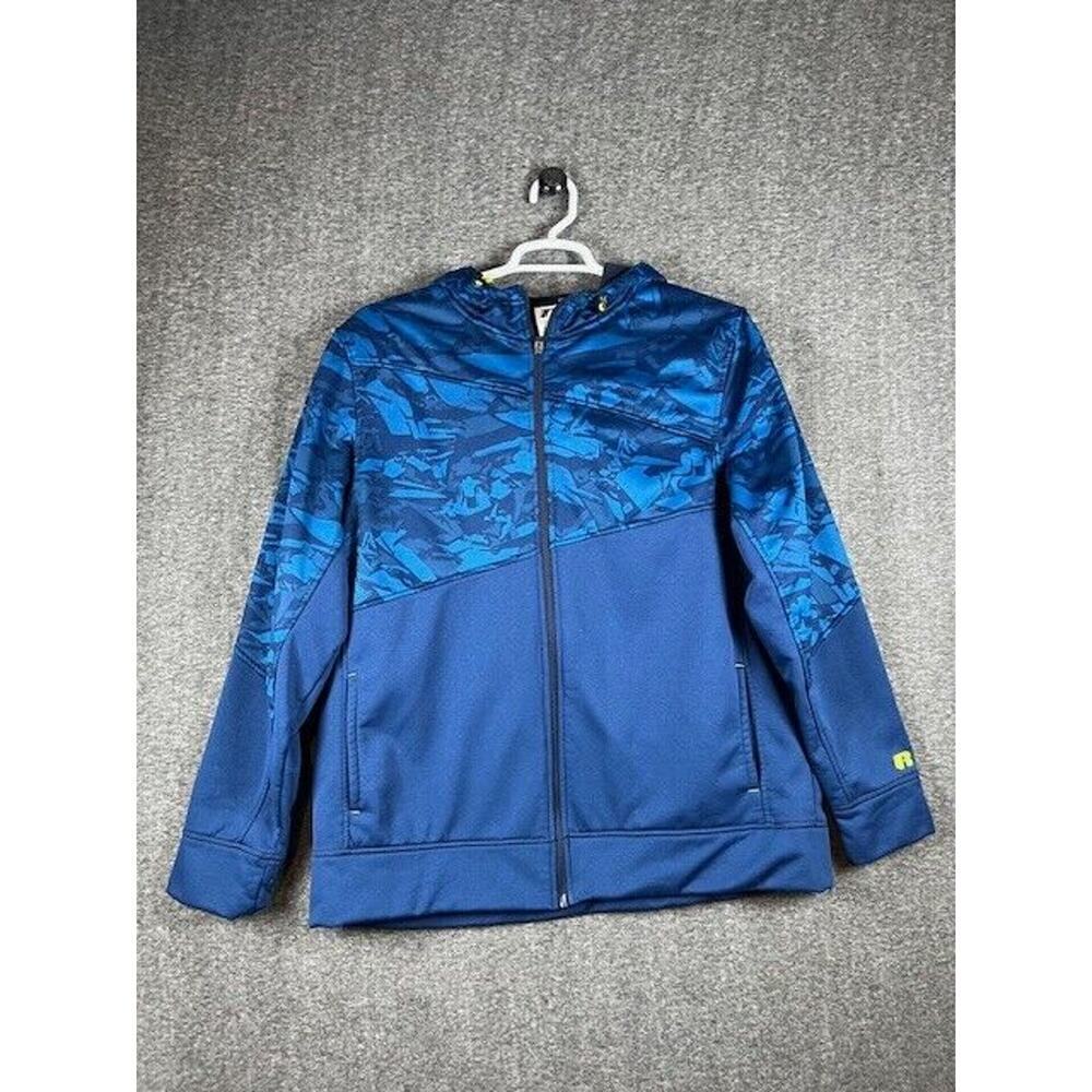 Russell Athletic Hoodie Size XL Black & Blue Zipper Hoodie Heavyweight Jacket